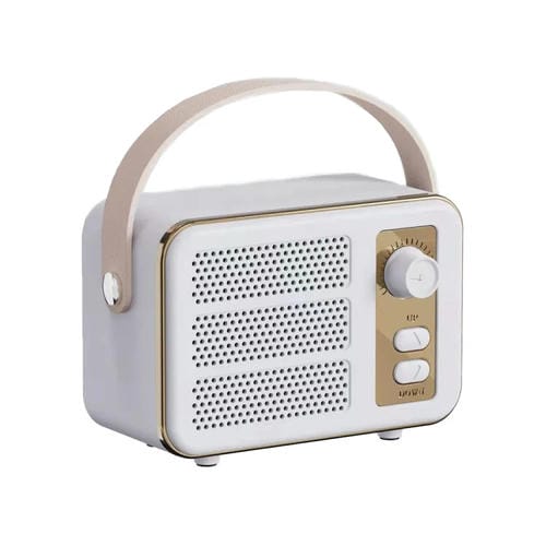 Mini Altavoz Bluetooth Portátil de Mano Sonido Estéreo Nivel Hifi Retro (Blanco)
