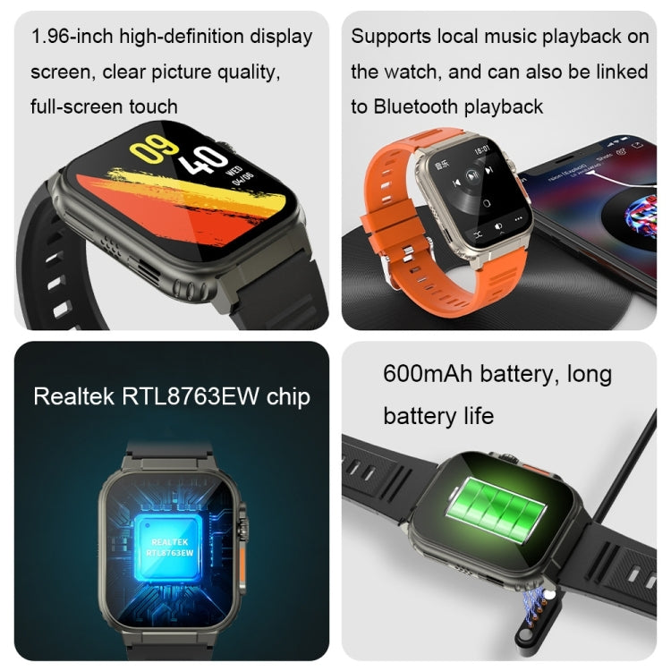 Reloj Inteligente A70 Monitor de Salud 1,96 Pulgadas con Llamada Bluetooth y IP68 (Acero Negro)