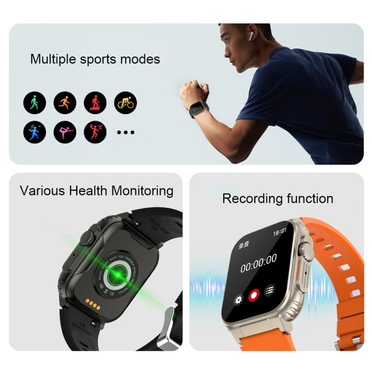 Reloj Inteligente A70 Monitor de Salud 1,96 Pulgadas con Llamada Bluetooth y IP68 (Acero Negro)