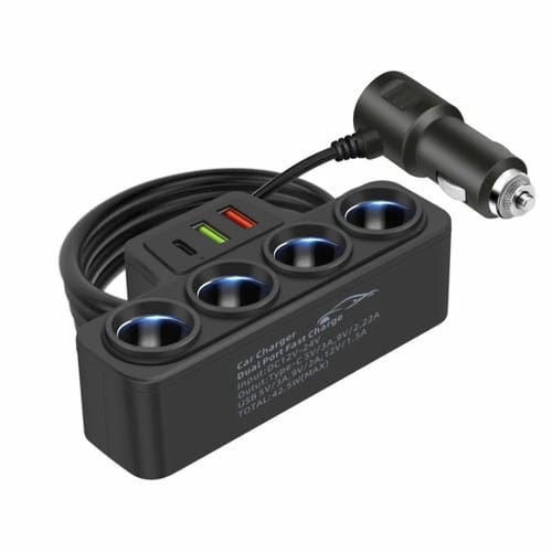 1 A 4 Q3.0 Encendedor De Cigarrillos Para Automóvil Carga Rápida Enchufe De Conversión Para Automóvil De 120 W (By-1369) - MOVILSTORE