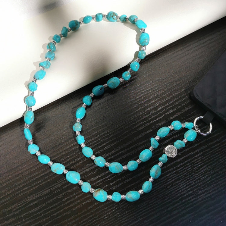 Cadena para Teléfono Móvil Bandolera con Colgante de Cuentas Imitación Turquesa (118 cm)