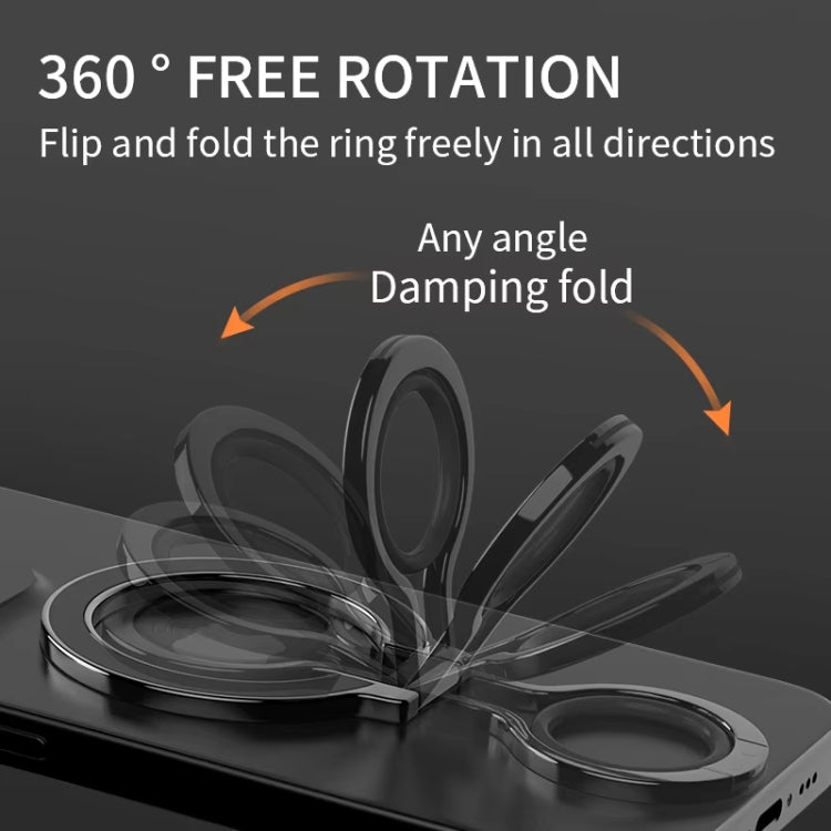 Soporte Magnético para Teléfono Móvil Aleación de Zinc con Anillo y Protector de Silicona (Negro + Naranja)