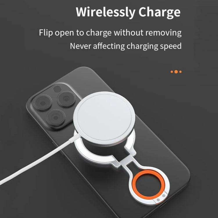 Soporte Magnético para Teléfono Móvil Aleación de Zinc con Anillo y Protector de Silicona (Negro + Naranja)