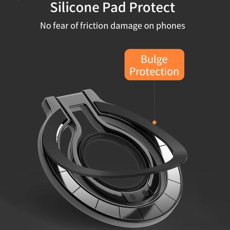 Soporte Magnético para Teléfono Móvil Aleación de Zinc con Anillo y Protector de Silicona (Negro + Naranja)
