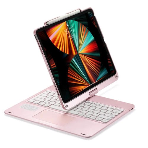 Teclado táctil Bluetooth para tableta iPad Pro 12,9 pulgadas 2022/2021/2020/2018 con retroiluminación y rotación 360 grados (Oro Rosa)