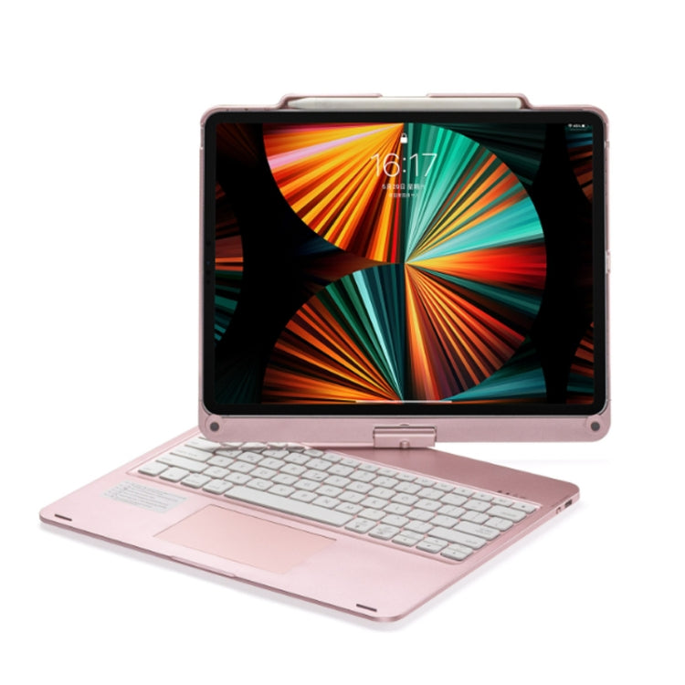 Teclado táctil Bluetooth para tableta iPad Pro 12,9 pulgadas 2022/2021/2020/2018 con retroiluminación y rotación 360 grados (Oro Rosa)