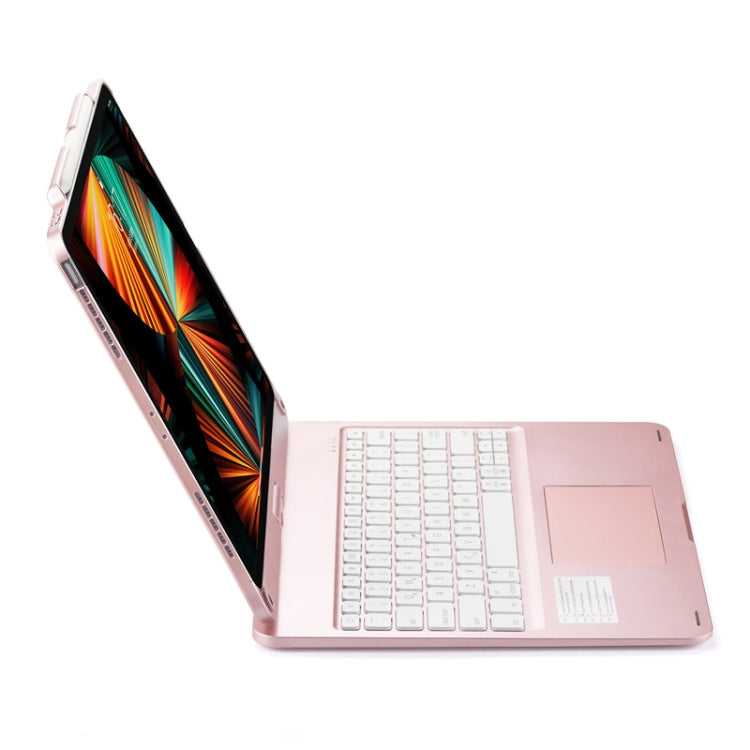 Teclado táctil Bluetooth para tableta iPad Pro 12,9 pulgadas 2022/2021/2020/2018 con retroiluminación y rotación 360 grados (Oro Rosa)