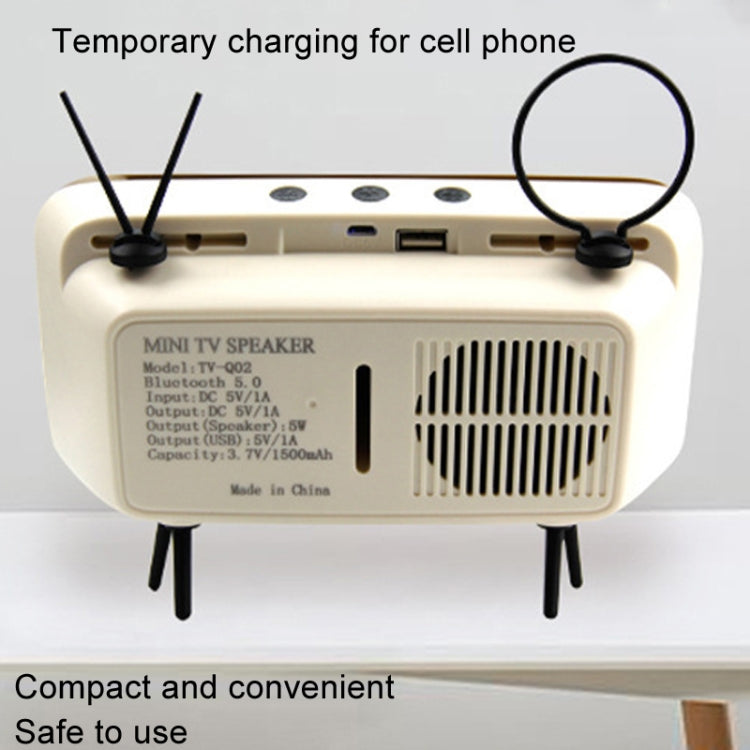Soporte de Escritorio para Teléfono Móvil con Altavoz Bluetooth y Tv Pequeña Retro (Marrón)