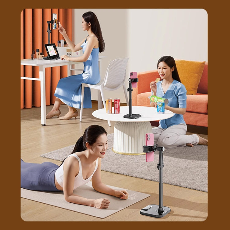 Soporte Retráctil para Escritorio Giratorio para Teléfono y Tableta (Blanco)
