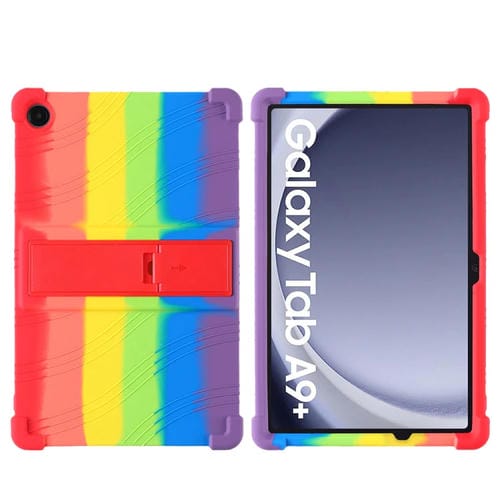 Funda Protectora Silicona Samsung Galaxy Tab A9+ con Soporte (Arcoíris)