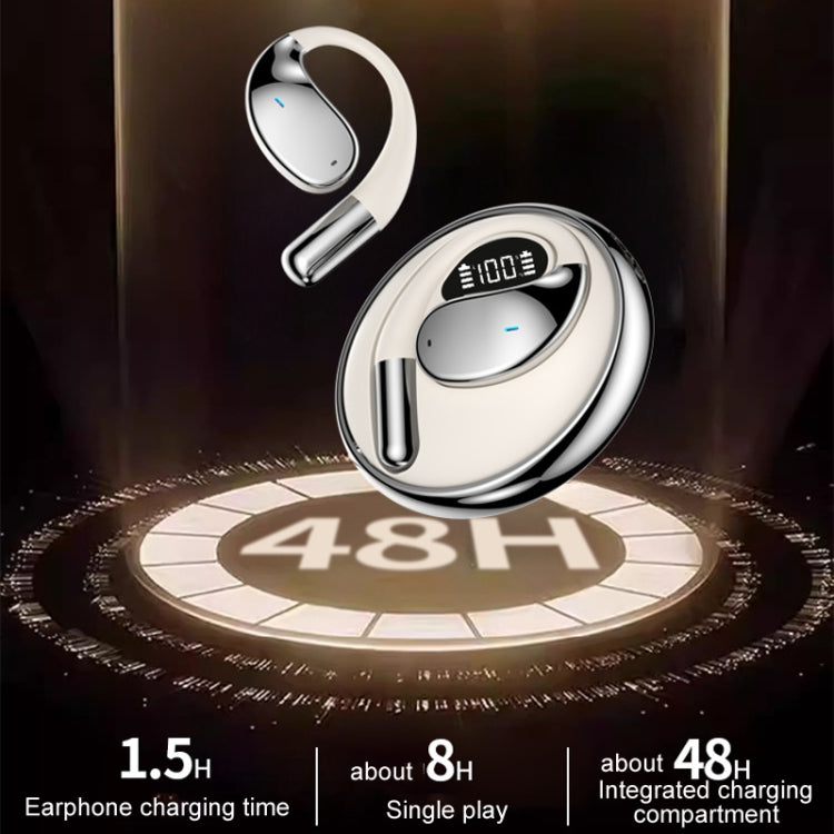 Auriculares Bluetooth De Oído Abierto Giratorios Q93 Con Anillo De Energía Planetaria Con Cordón (Negro)