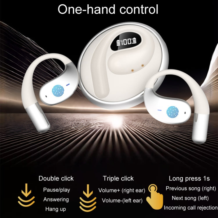 Auriculares Bluetooth De Oído Abierto Giratorios Q93 Con Anillo De Energía Planetaria Con Cordón (Negro)