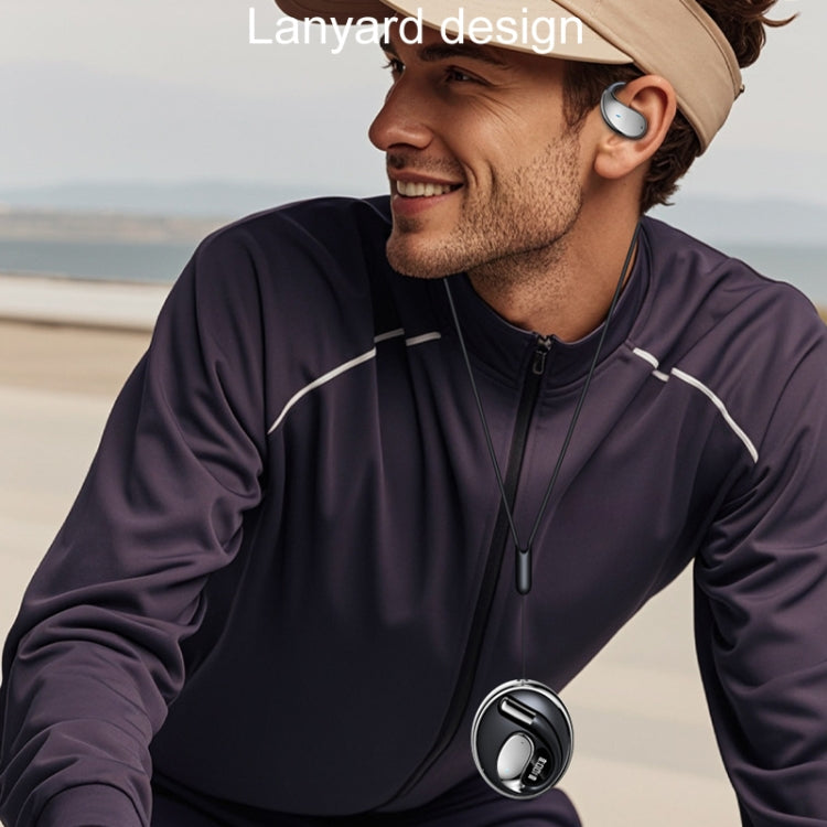 Auriculares Bluetooth De Oído Abierto Giratorios Q93 Con Anillo De Energía Planetaria Con Cordón (Negro)