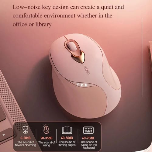 Ratón Inalámbrico Inphic M8P 2.4G con Carga USB Silencioso para Niñas Ratón Ergonómico Portátil Oficina con Pantalla de Alimentación (Té con Leche)