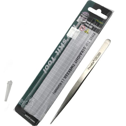 Proskit Precision Tweezers 1Pk-105T Straight Tip Stainless Steel Antimagnetic 140mm