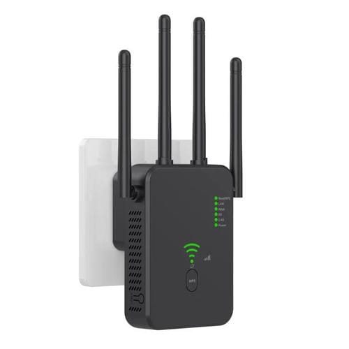 Repetidor Inalámbrico Urant U10 300 Mbps 2,4 GHz Amplificador Señal WIFI 4 Antenas Enchufe Europeo (Negro)