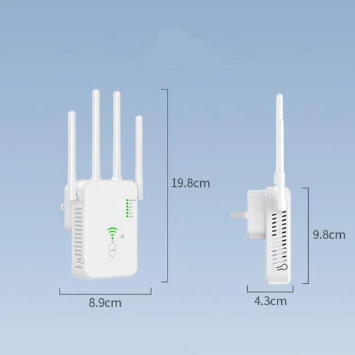 Repetidor Inalámbrico Urant U10 300 Mbps 2,4 GHz Amplificador Señal WIFI 4 Antenas Enchufe Británico (Blanco)