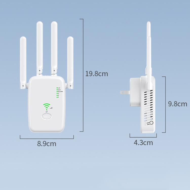 Repetidor Inalámbrico Urant U11 1200 Mbps 2,4G y 5,8G Amplificador Señal WIFI Compatible WPS Enchufe Europeo (Negro)