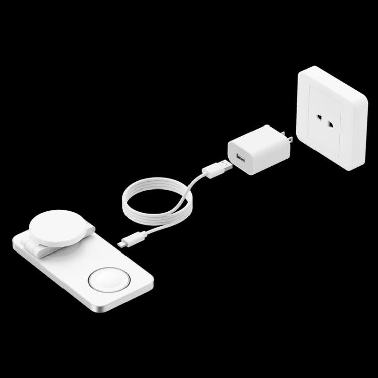 Base de carga inalámbrica magnética plegable T8 3 en 1 para Apple Watch, iPhone y AirPods (Negro)