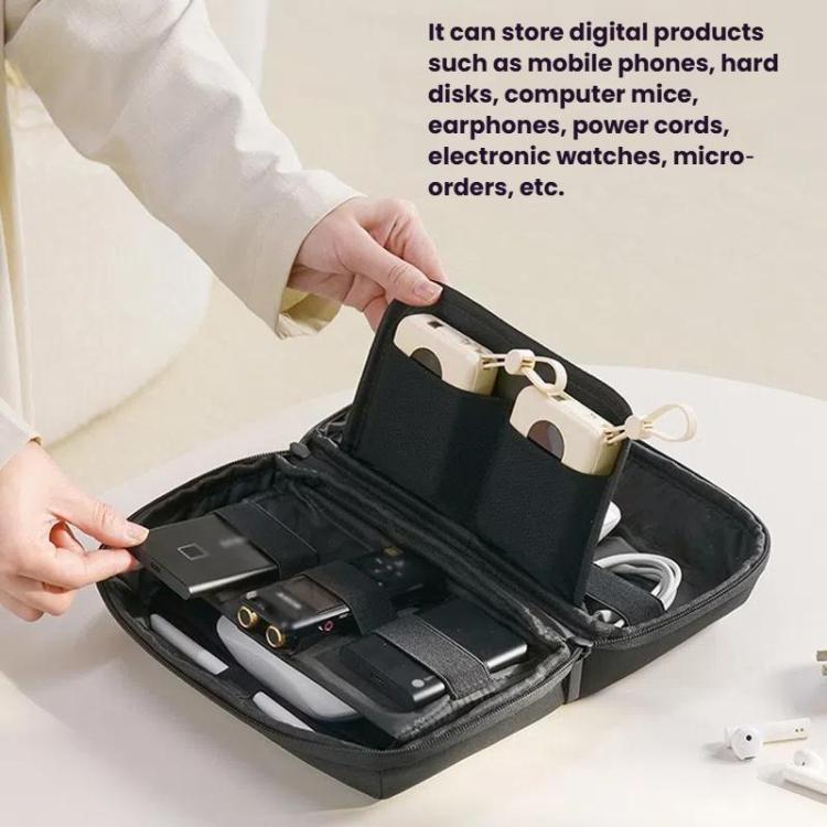 Bolsa de almacenamiento Rpet doble capa organizador de cables y auriculares Bluetooth (Gris)