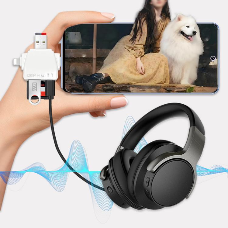 Lector de Tarjetas Universal 7 en 1 Aj-701 USB-A a USB-C Tipo-C y Micro USB (Blanco)