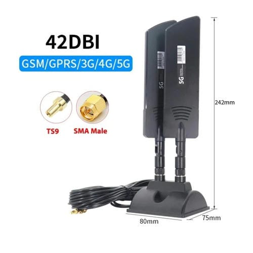 Antena Externa para Enrutador 5G TS9 42 dBi Amplificador de Señal WIFI de Largo Alcance para Exteriores (Blanco)