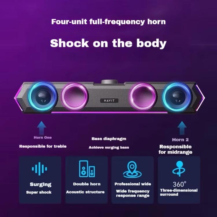 Altavoz con Cable para Computadora de Escritorio Havit M19 con Iluminación RGB (Negra)