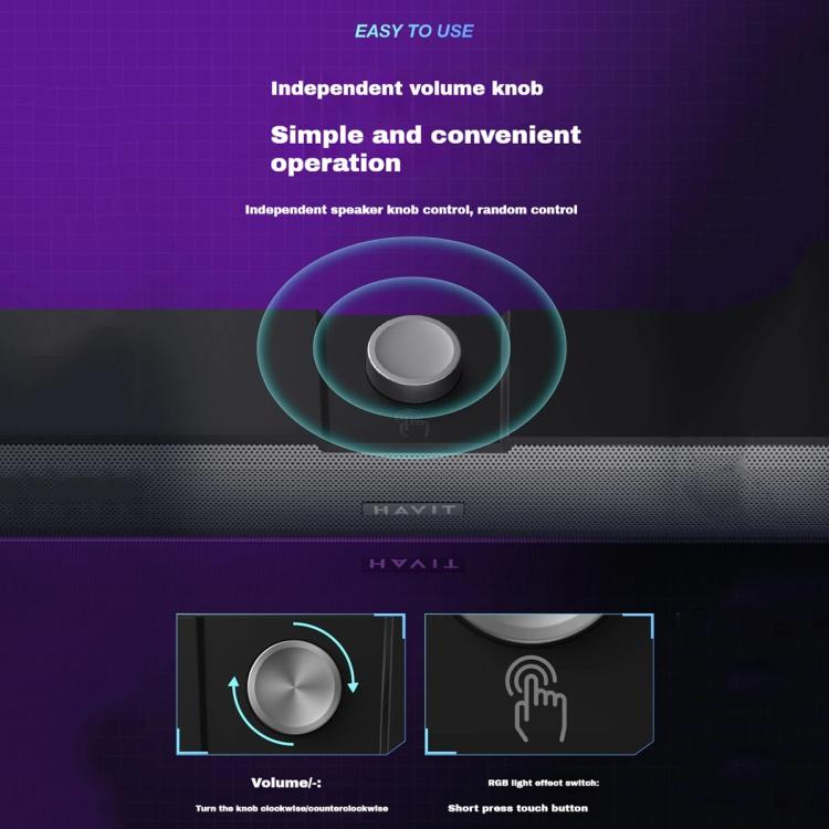 Altavoz con Cable para Computadora de Escritorio Havit M19 con Iluminación RGB (Negra)