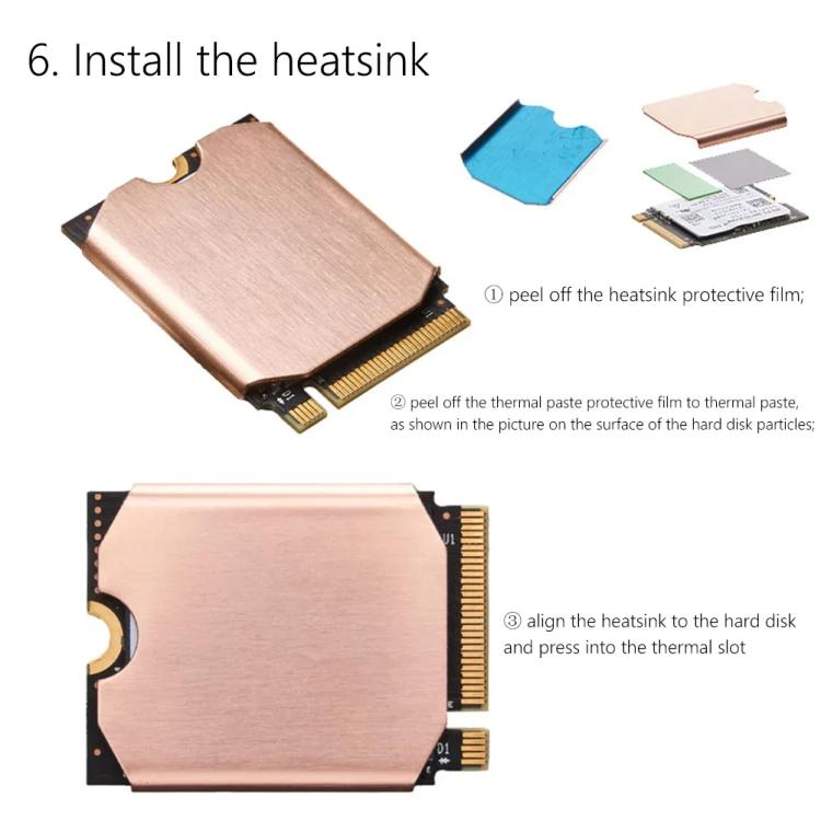 Radiateur de Chaleur en Cuivre SSD Steam Deck, Pad de Dissipateur Thermique Nvme M.2 2230 (Ensemble B)