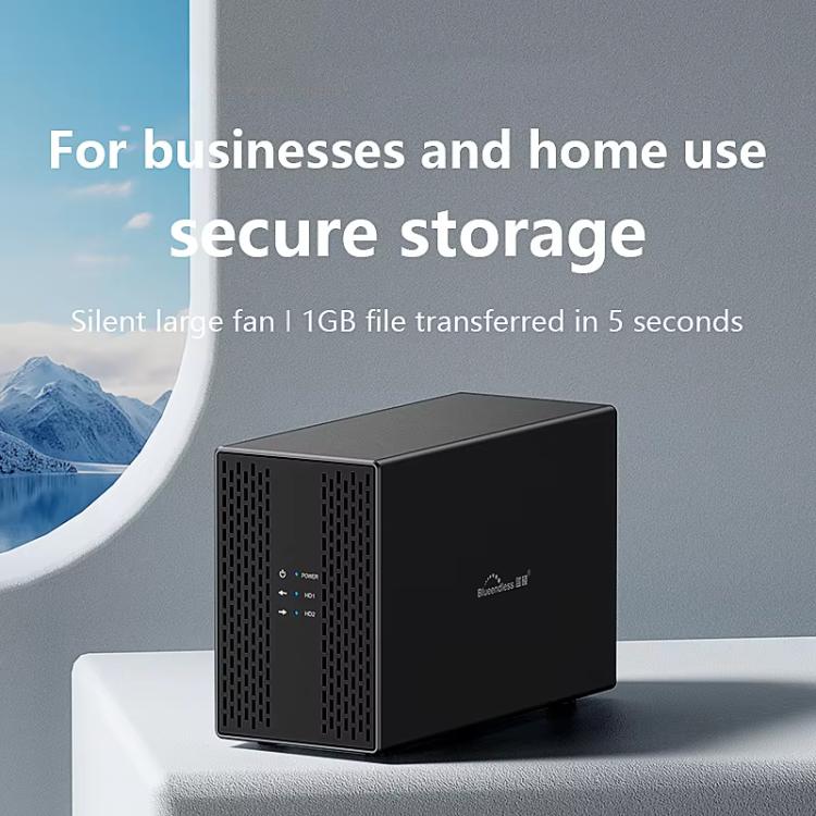 Caja de Disco Duro Móvil Blueendless Db3502F Doble Bahía 2,5/3,5 Pulgadas USB 3.0 Tipo C (Enchufe del Reino Unido)