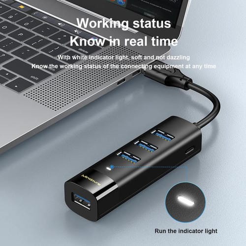 Estación de Acoplamiento Mindpure US023 con Concentrador Tipo C a 4 Puertos USB 3.0 de 0,3 M