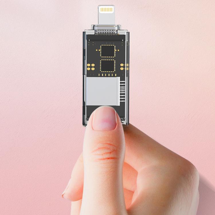 Adaptador OTG Lector de Tarjetas 8 Pines a SD/TF para PC, Portátil y Teléfono Inteligente (Transparente)
