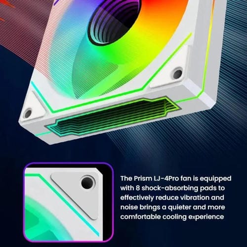 Ventilador Prism 4Rro para Caja de Ordenador 12 cm ARGB Sincronización PWM Silencioso (Marco Negro Frontal)