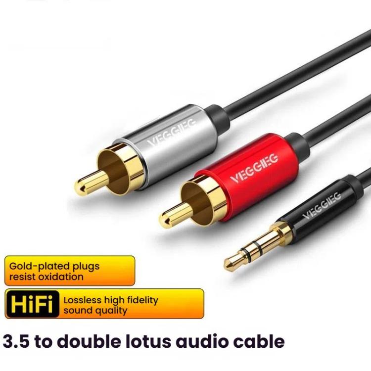 Cable de audio VEGGIEG 3,5 mm a 2 RCA para altavoces móvil y ordenador (5 m)