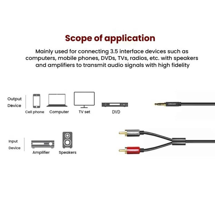 Cable de audio VEGGIEG 3,5 mm a 2 RCA para altavoces móvil y ordenador (5 m)