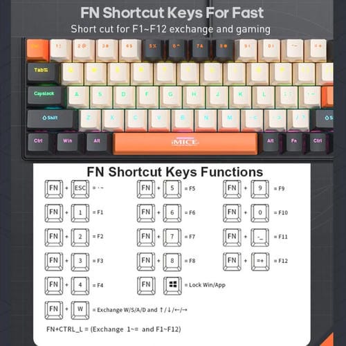 Teclado mecánico iMICE GK-690 con cable tipo C (Negro y Amarillo)