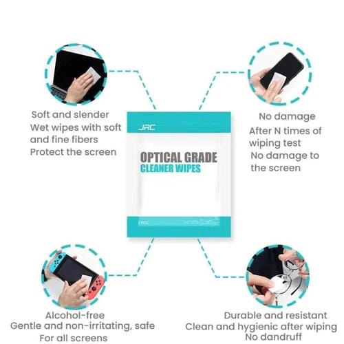 Kit portátil de limpieza JRC F502 (100 Piezas) alcohol pantallas de teléfonos celulares y papel gafas