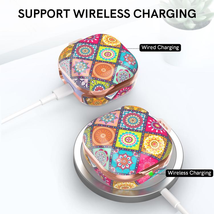 Funda protectora de TPU AhaStyle DD-WG01 para auriculares Samsung Galaxy Buds Pro / Live / 2 / 2 Pro / FE, diseño: mármol negro y dorado