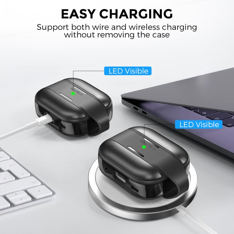 Funda protectora AhaStyle WG75-PRO2 de TPU y aleación de aluminio, resistente a arañazos y dividida, para AirPods Pro 2 (negra)