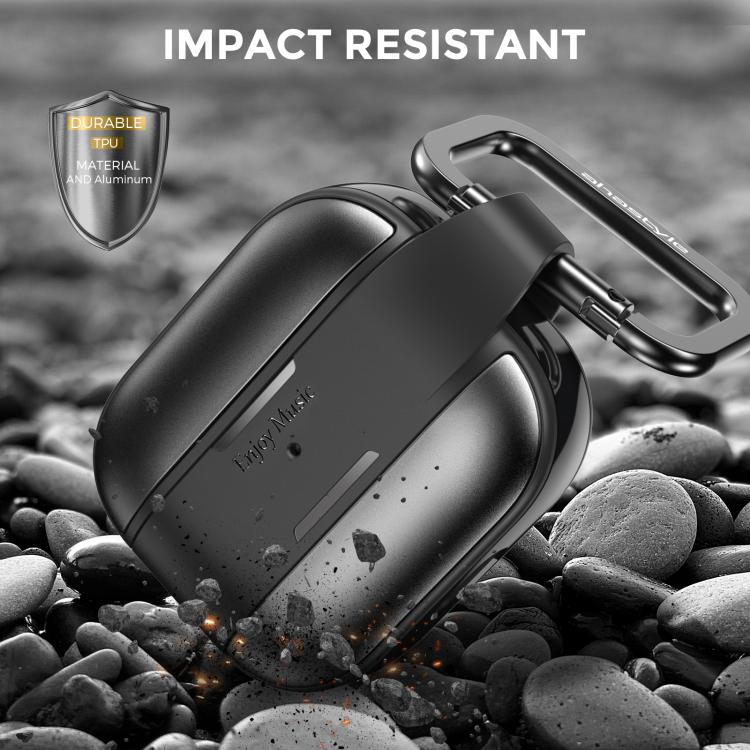 Funda protectora AhaStyle WG75-3 de TPU y aleación de aluminio resistente a arañazos para AirPods 3 (negra)