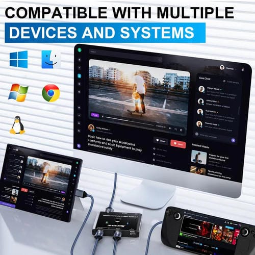 Conmutador KVM KCEVE KC-C201H 2 entradas tipo C 1 salida 4K 60 Hz