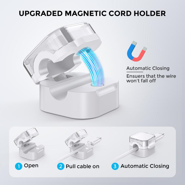 AhaStyle WG159 - Organizador de cables magnético de escritorio (6 unidades, clip de plástico, blanco)