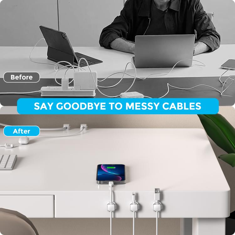 AhaStyle WG159 - Organizador de cables magnético de escritorio (6 unidades, clip de plástico, blanco)