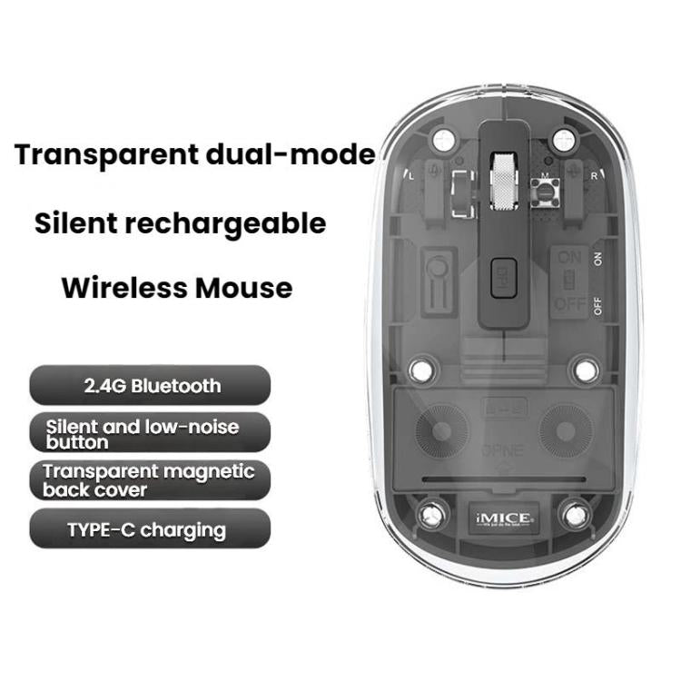 Ratón inalámbrico iMICE T400 4 teclas 1600 DPI modo dual Bluetooth (Azul) transparente