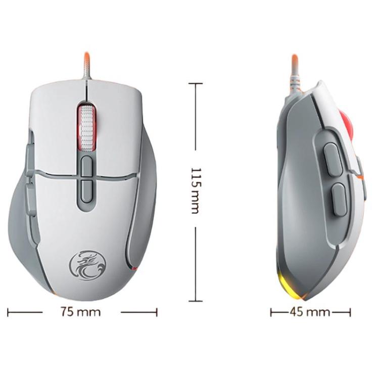 Ratón para juegos iMICE G800 7 teclas 7200 DPI con cable e iluminación LED (Gris y blanco)
