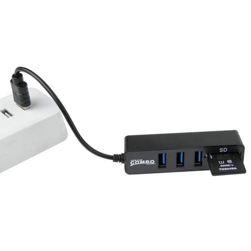 Hub USB 2.0 3 puertos + Lector tarjetas Micro SD T-FLASH SDHC SDXC (Negro)