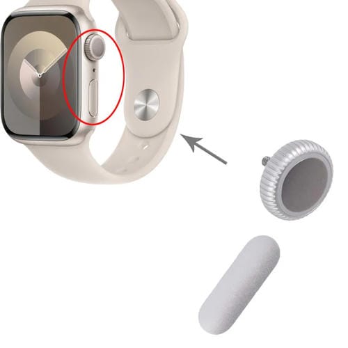 Set di Corona e Pulsante di Accensione Apple Watch Series 9 GPS (Argento)