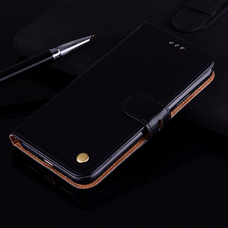 Estuche de Cuero con Tapa Horizontal con Textura de Cera de Aceite de Estilo Empresarial para Xiaomi Mi 8, con Soporte, Ranuras para Tarjetas y Billetera (Negro)