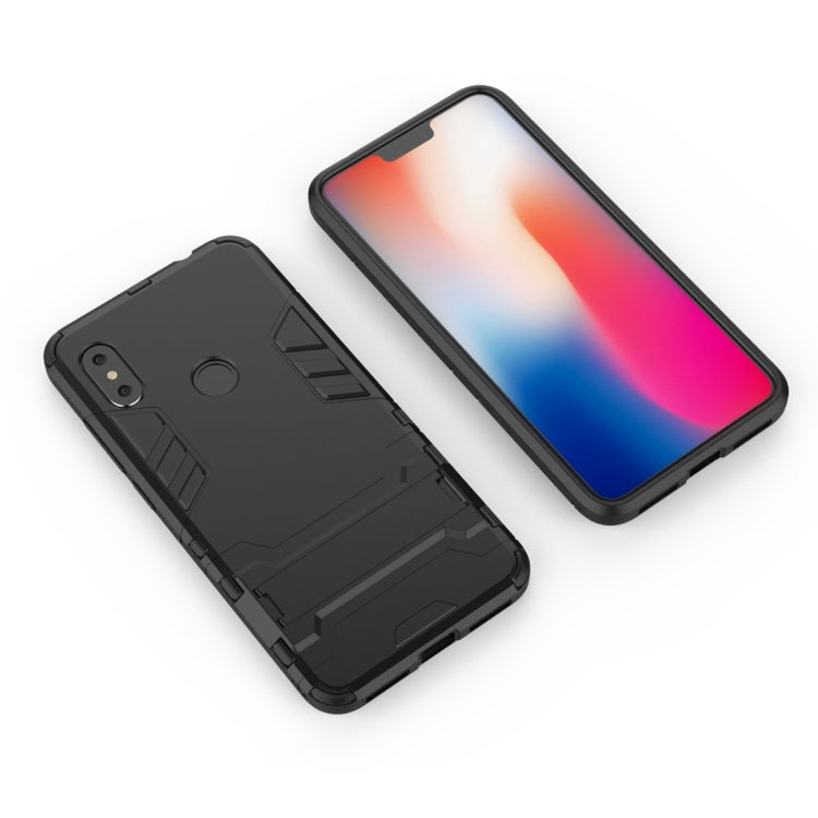 Carcasa de PC + TPU a Prueba de Golpes para Xiaomi Redmi Note 6, con Soporte (Negro)