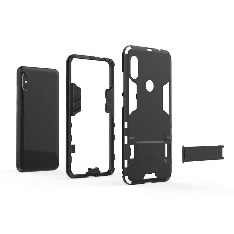 Carcasa de PC + TPU a Prueba de Golpes para Xiaomi Redmi Note 6, con Soporte (Negro)